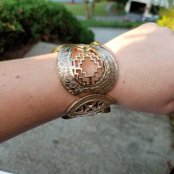 Charter Club Jewelry - CHARTER CLUB Gold Tone Aztec Boho Bangle